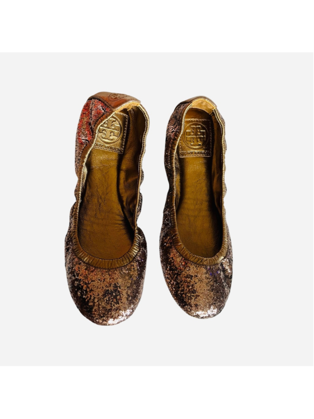 Tory Burch Glitter Ballet Flats BRONZE EDDIE NIB Size 6 - Picture 7 of 8